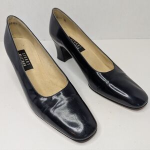 Stuart Weitzman Heels Navy Leather Block Pumps Women's Size 8